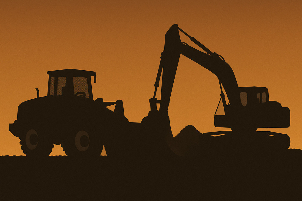 Wheel loader on construction site