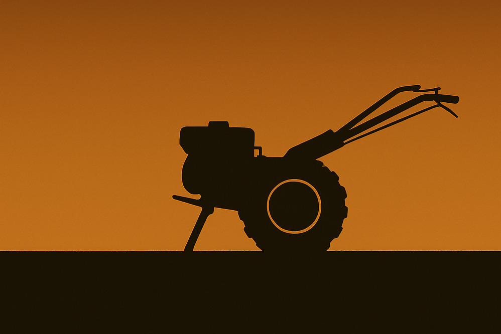 Two-wheel tractor in operation